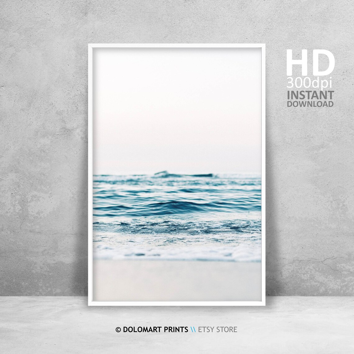 Ocean Art Print, Modern Minimalist Coastal Waves