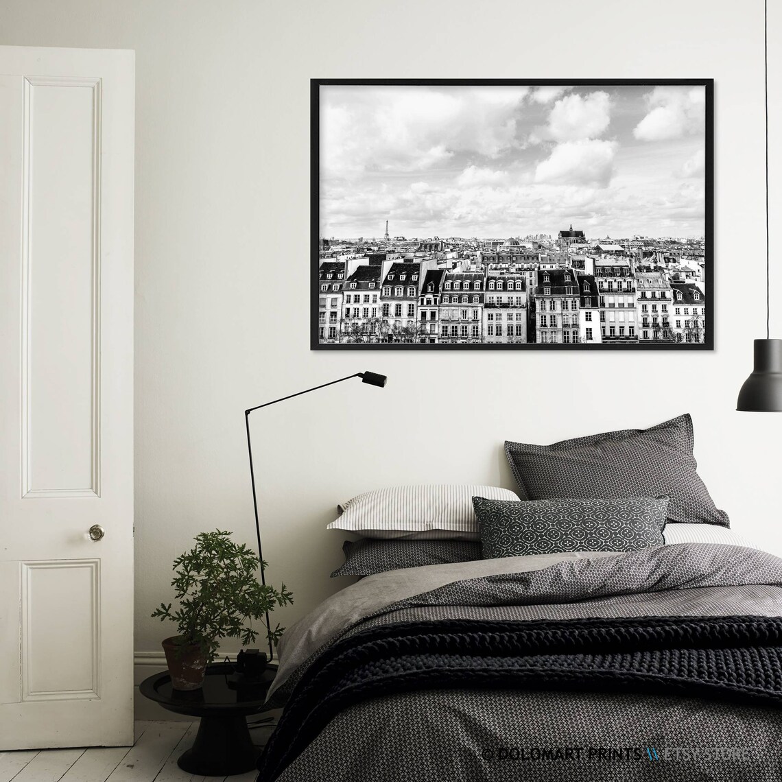 Paris Black and White Skyline Travel Poster, France - Image 3