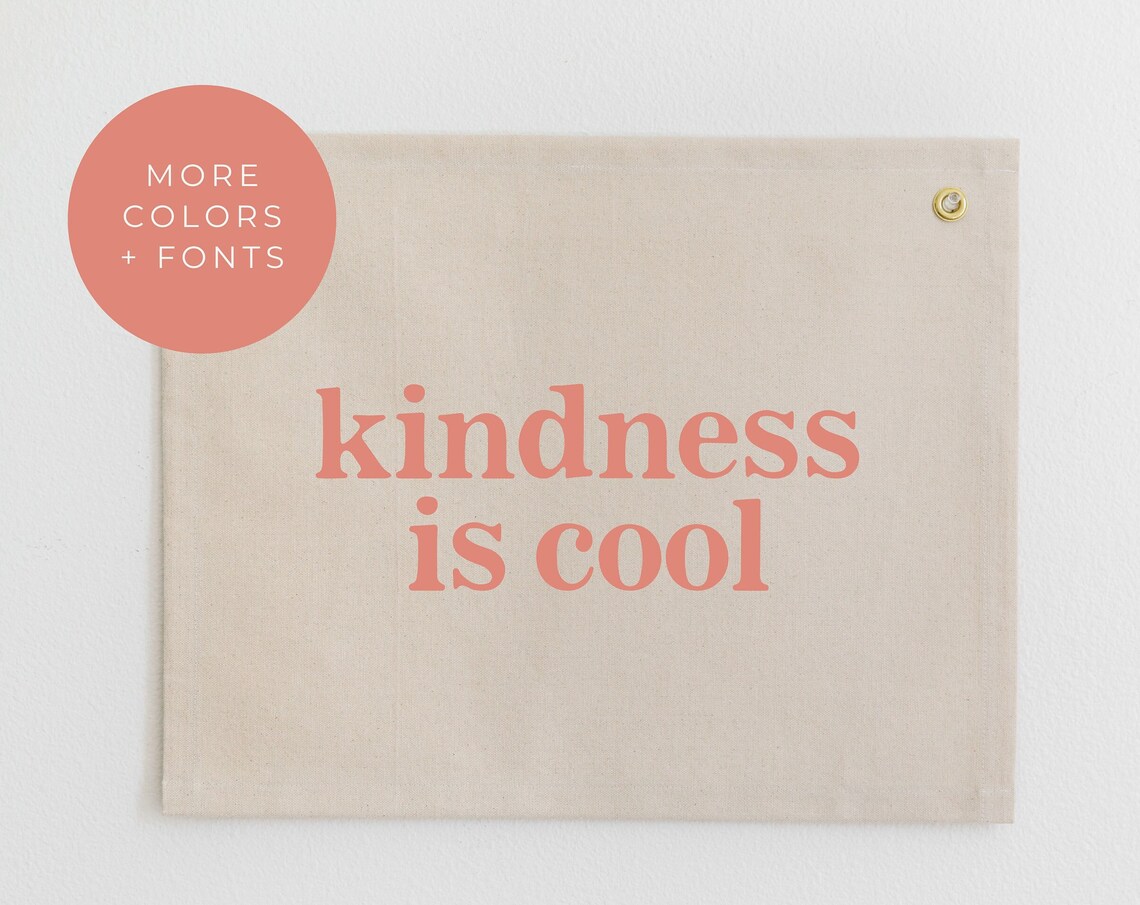 Kindness Is Cool Retro 70s Banner, Dorm Decor