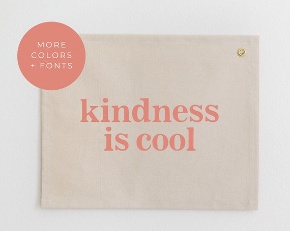 Kindness Is Cool Retro 70s Banner, Dorm Decor
