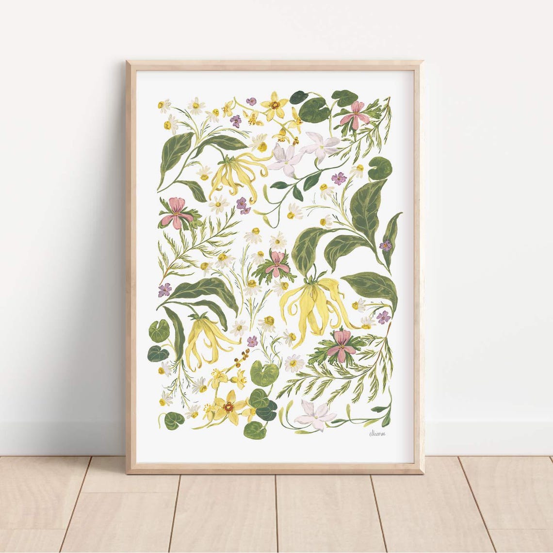 Botanical Whisper: Ylang Ylang and Chamomile Art Print