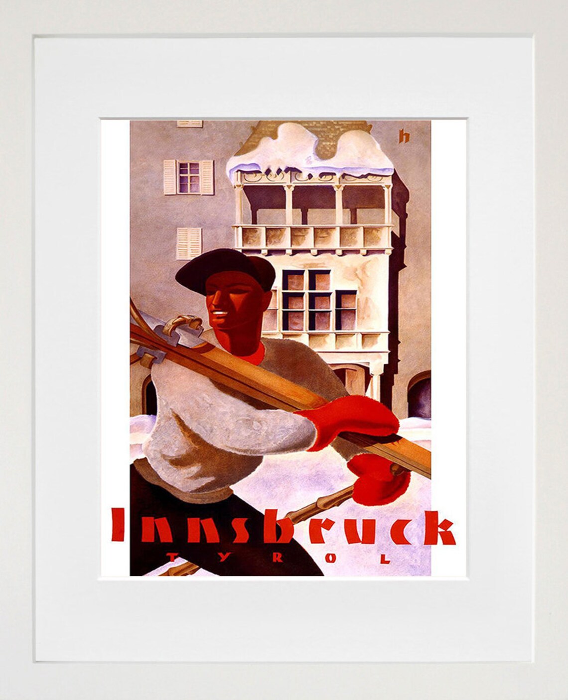Innsbruck Tyrol Skier Vintage Austrian Alpine Ski Travel Poster