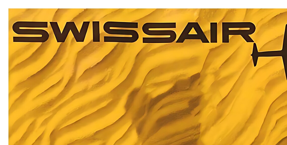 Swissair Near East Desert Dunes Plane Vintage Airline Travel Poster - Image 2