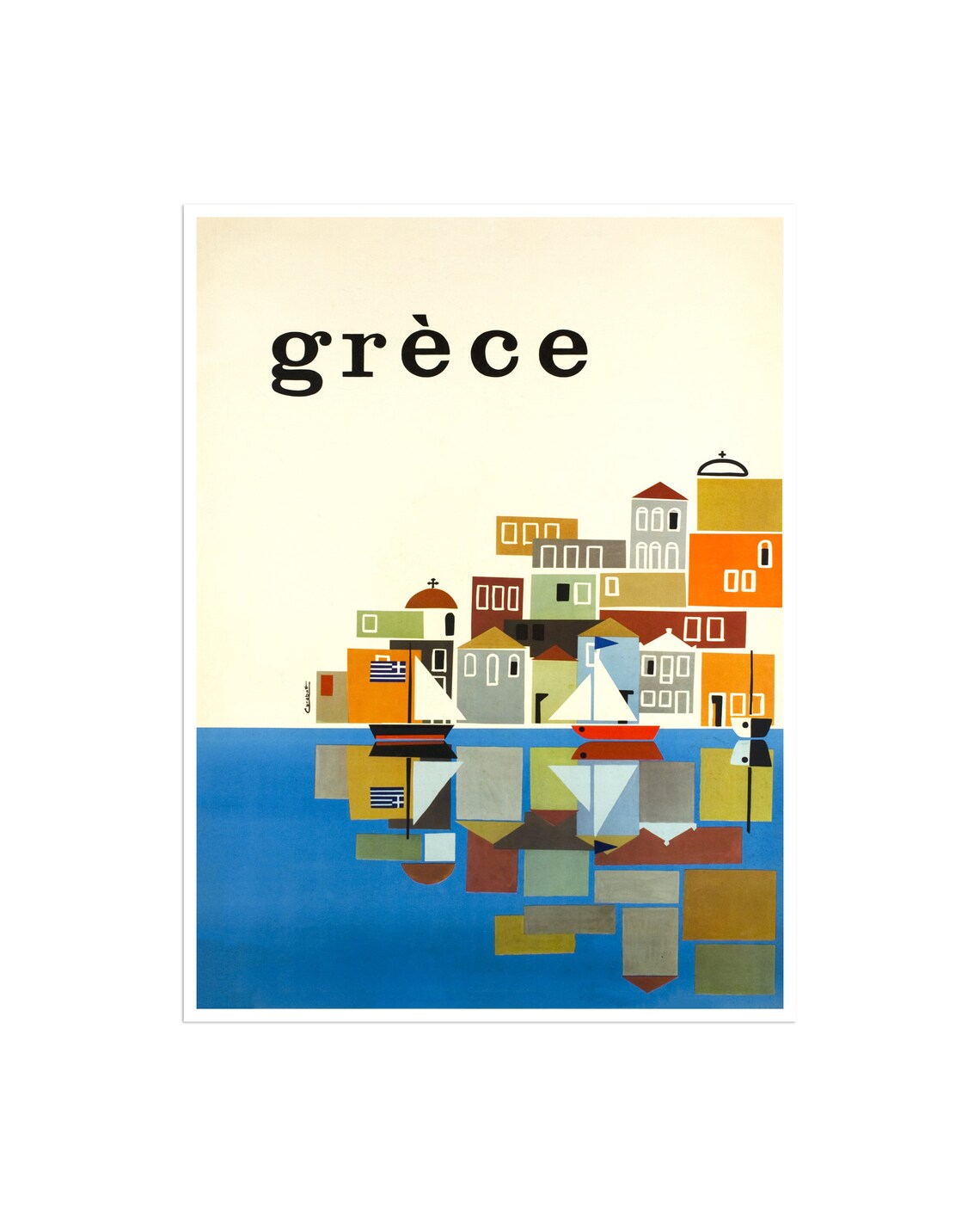 Greece Vintage Travel Poster, Greek Home Decor