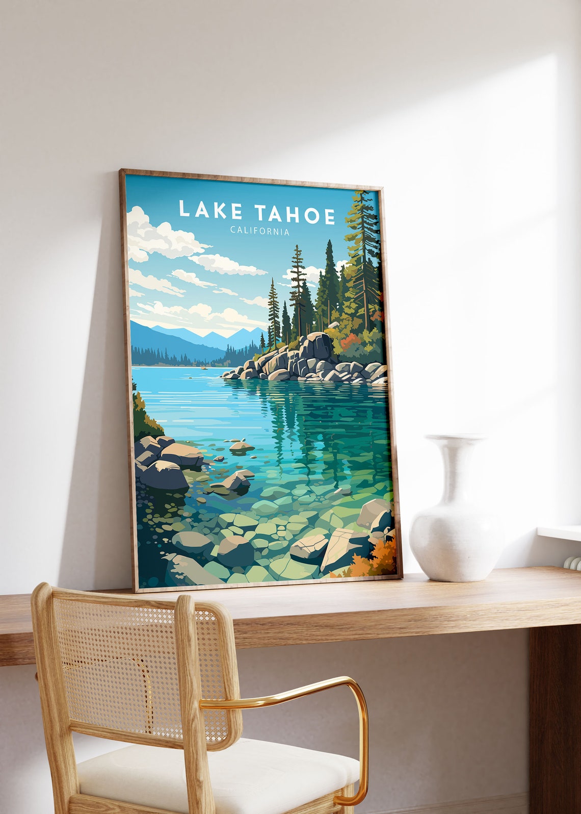 Lake Tahoe Print National Park Travel Poster Lake Tahoe Poster Lake Tahoe Travel Poster Minimalist Lake Tahoe Gifts - Image 3