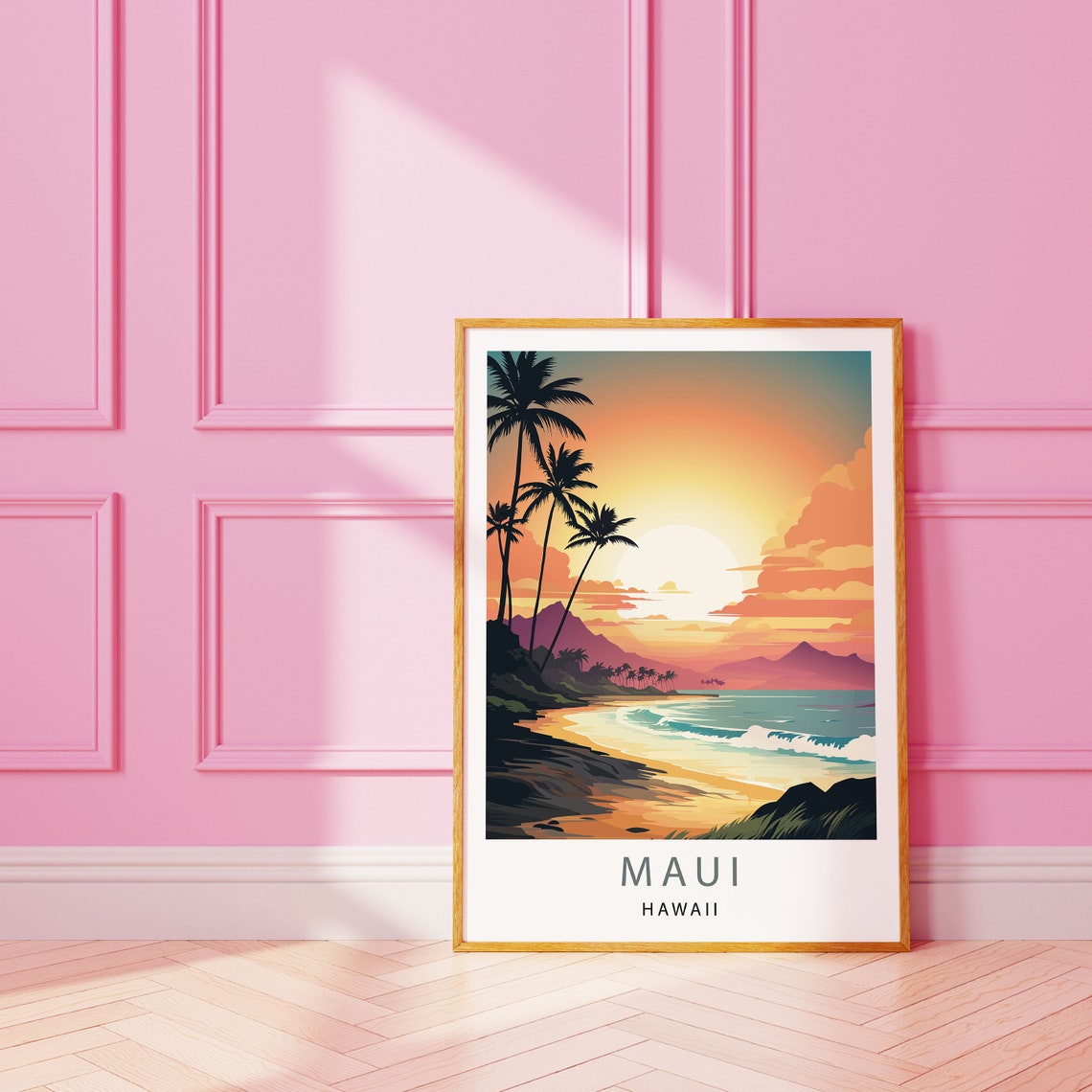 Maui Hawaii Sunset Beach Palm Trees Island Bliss Travel Poster - Image 3
