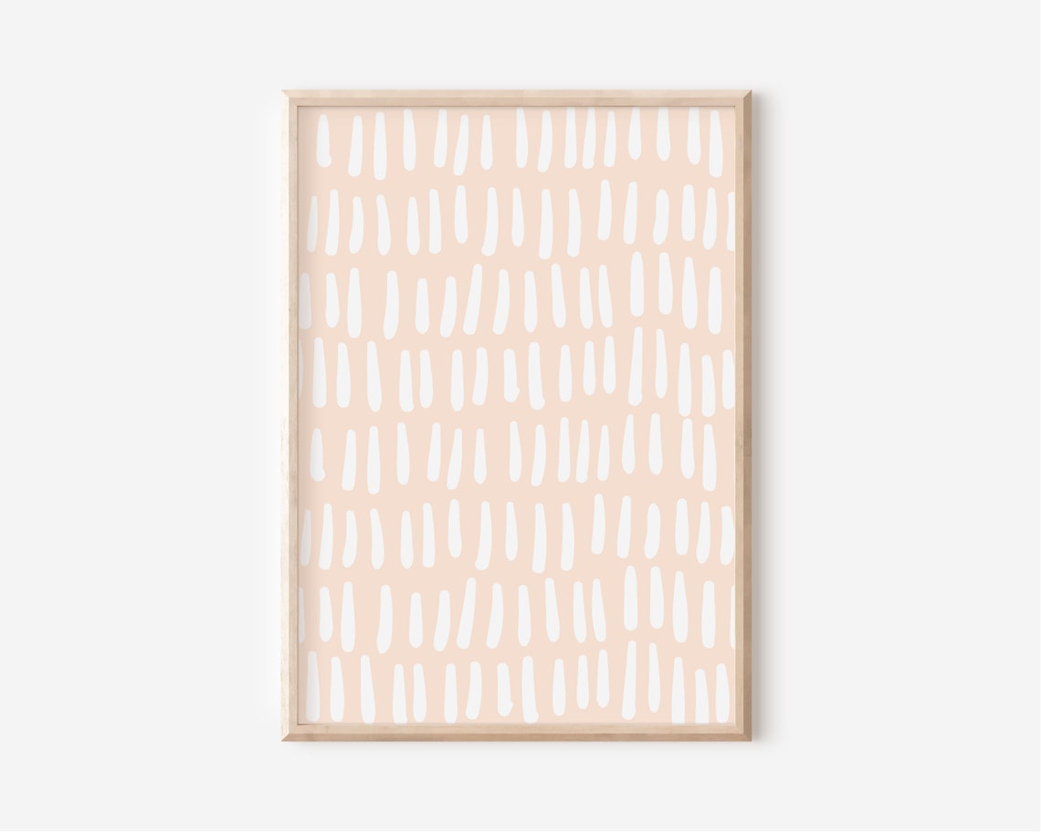 Peachy Pink Organic Dash Poster Minimalist Abstract Boho Art Design - Image 2
