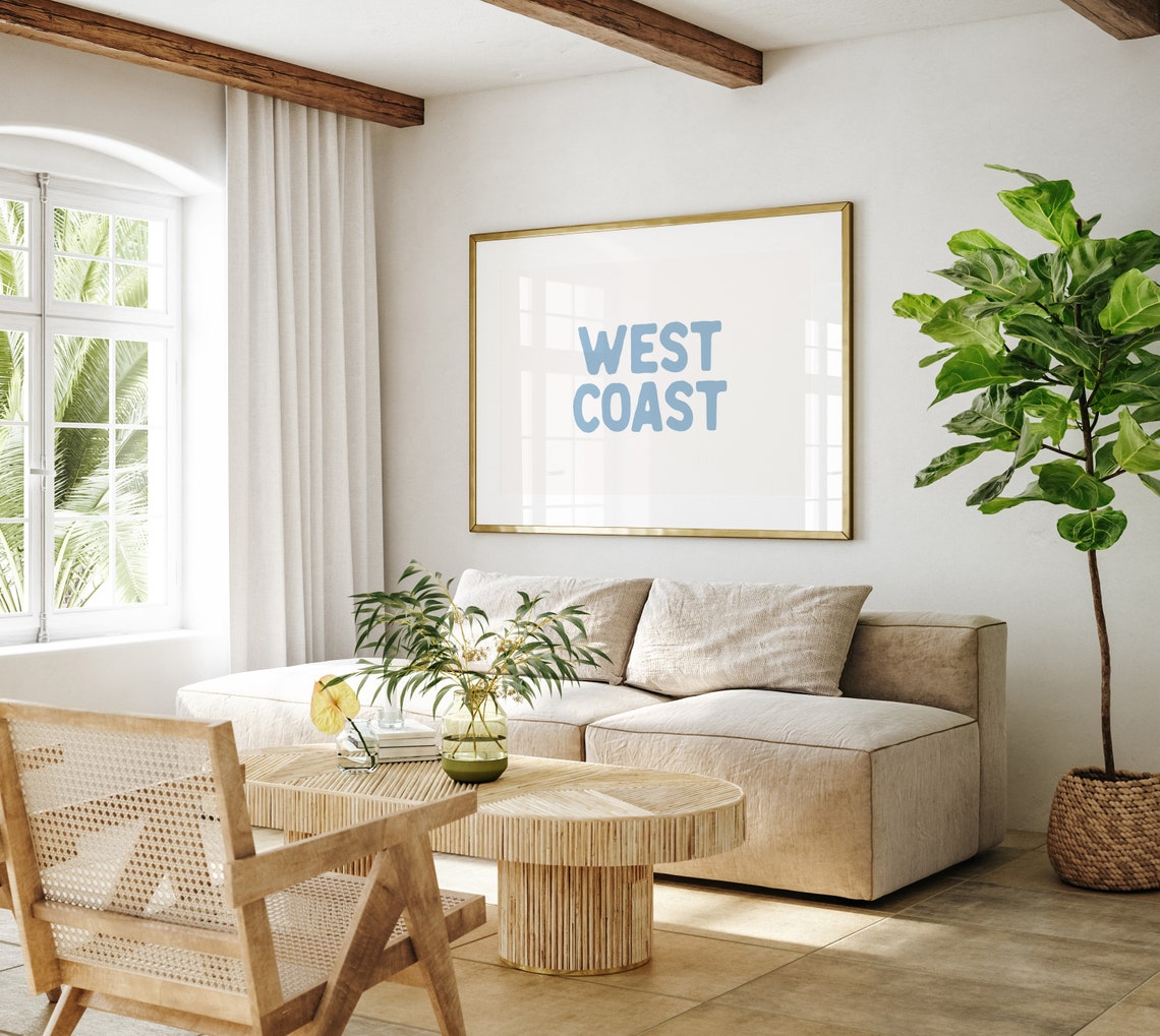 West Coast Blue Hand Lettered Minimalist Typography Decor Poster - Image 4