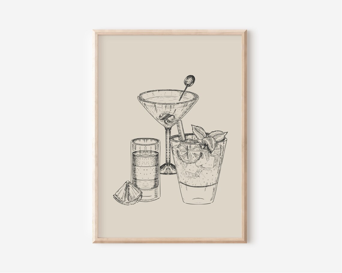 Cocktail Print, Bar Cart Wall Art Poster - Image 3