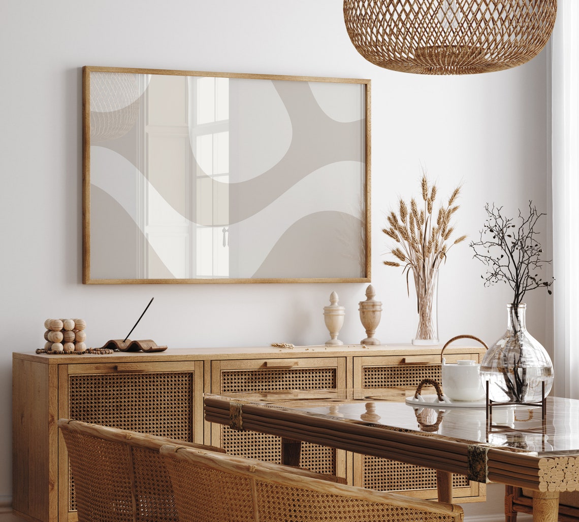 Beige Wavy Abstract Shapes Retro Groovy Minimalist Art Poster - Image 4