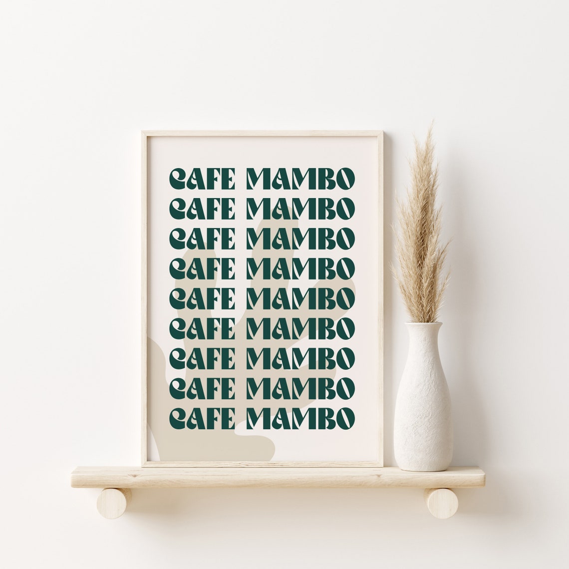 Cafe Mambo Repeated Typography Green Retro Ibiza Coffee Art Print - Image 3