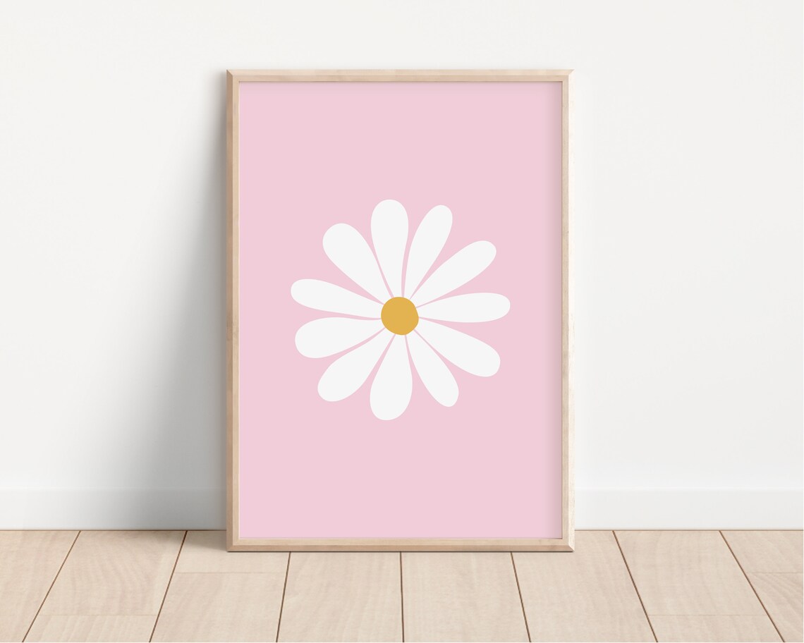 Daisy Print Boho Floral Art Print, Nursery Decor