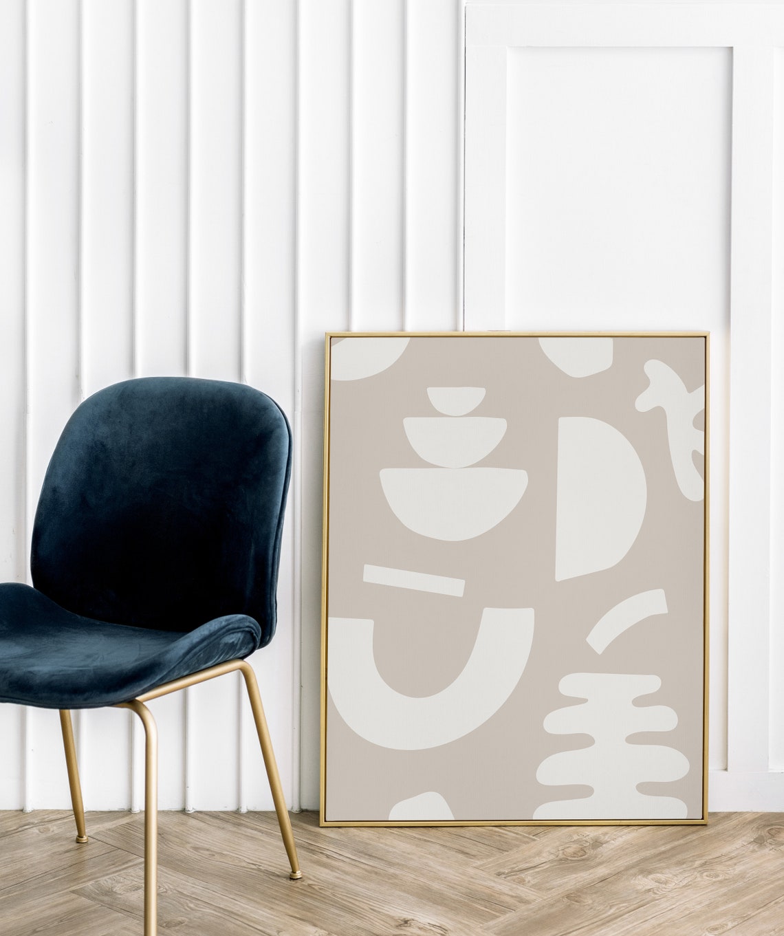 Neutral Abstract Beige Organic Shapes Modern Minimalist Art Poster - Image 2