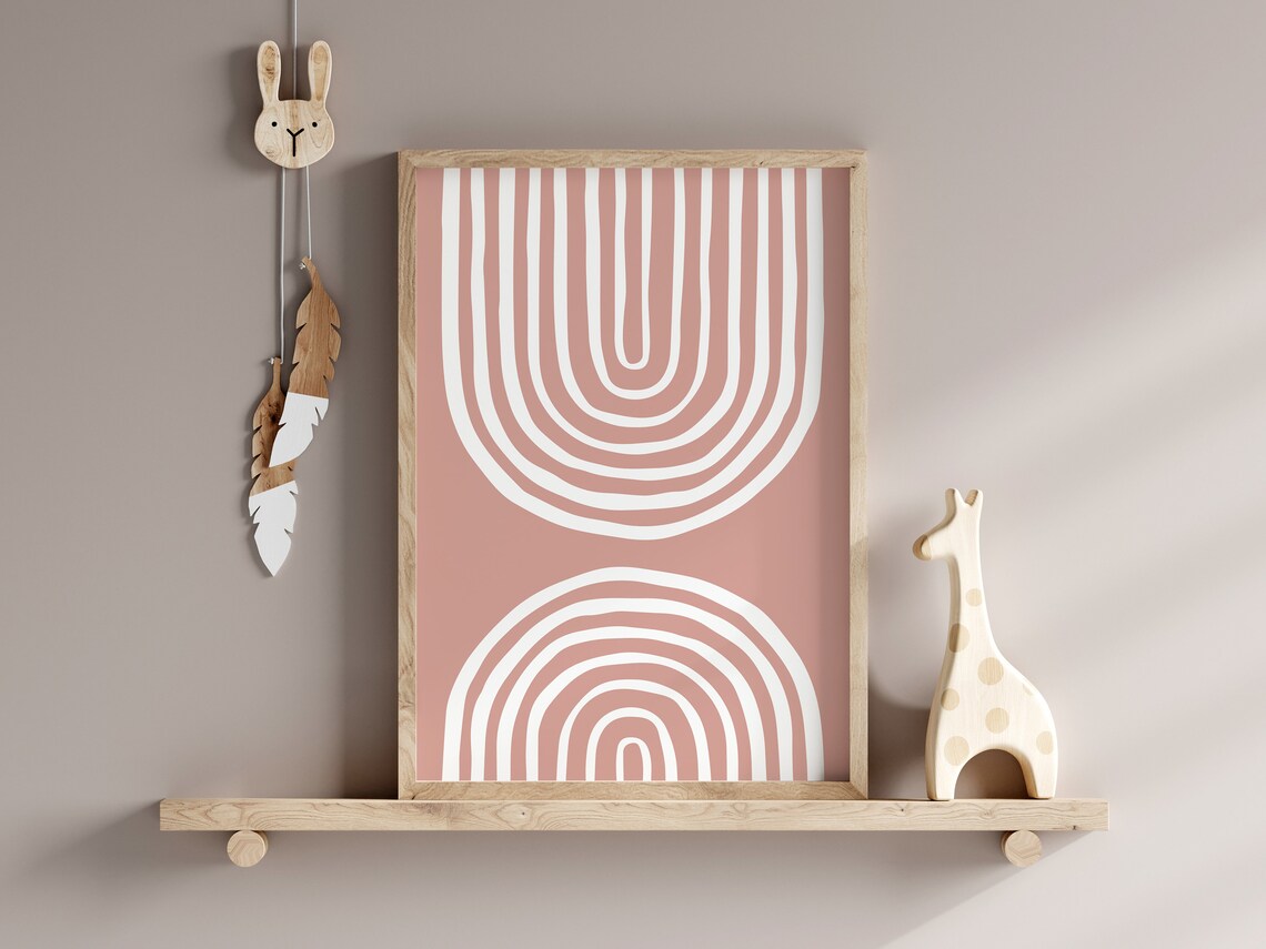 Dusty Pink Rainbow Print, Boho Nursery Decor - Image 2