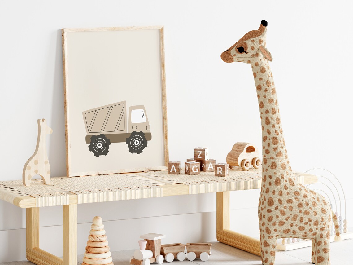 Construction Vehicle Print, Neutral Nursery Art Print - Image 3