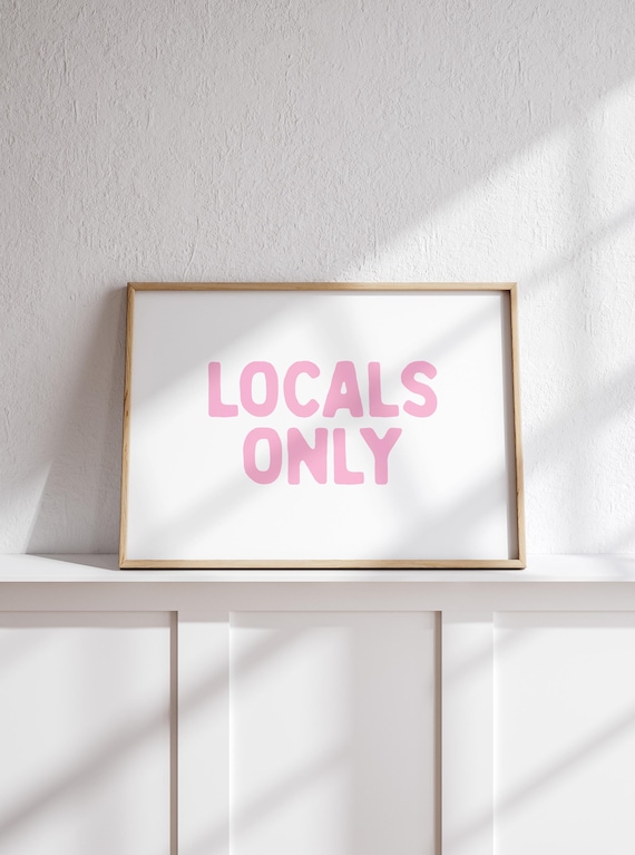 Locals Only Pink Typography Surf Beach Coastal Trendy Poster