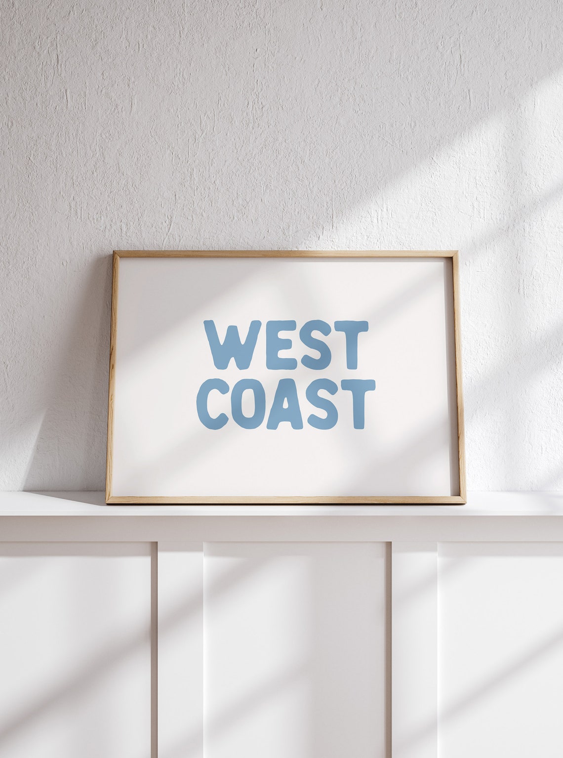 West Coast Blue Hand Lettered Minimalist Typography Decor Poster