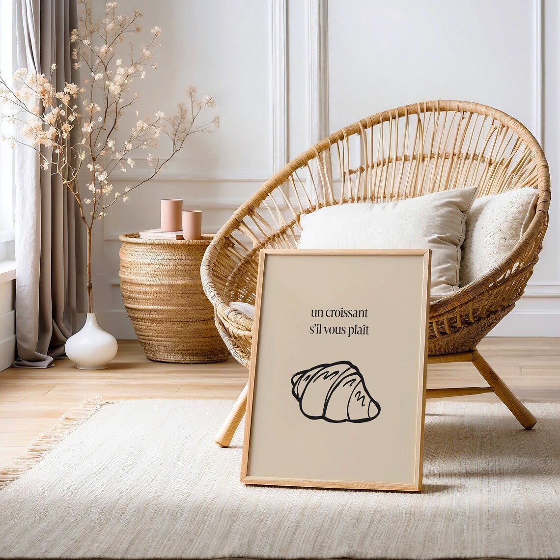 Un Croissant Sil Vous Plait French Croissant Beige Kitchen Art Poster - Image 2