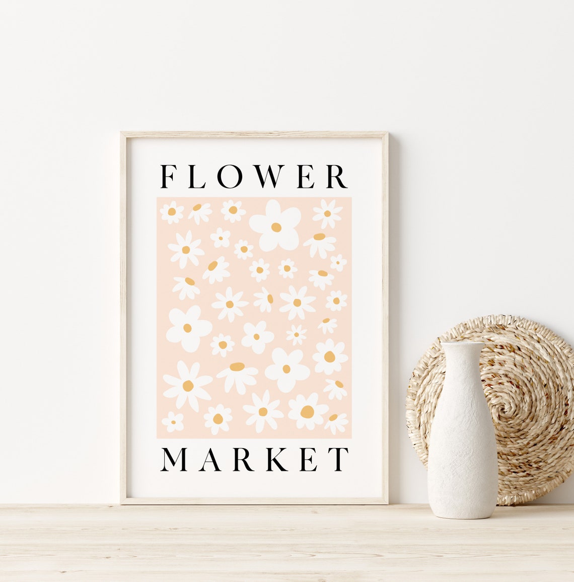 Flower Market Daisy Floral Pink Boho Botanical Spring Poster - Image 2
