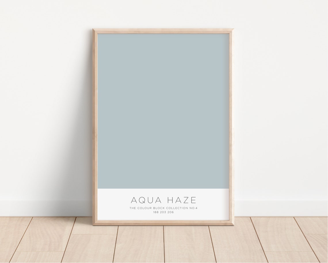 Aqua Haze Solid Colour Block Minimalist Blue Modern Print Decor - Image 2