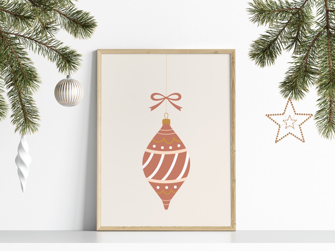 Terracotta Christmas Bauble Boho Ornament Holiday Decor Poster