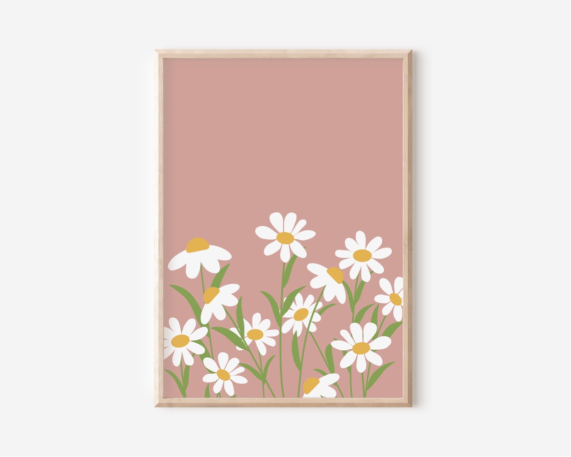 Daisy Wildflower Meadow Dusty Pink Floral Nursery Decor Poster - Image 3