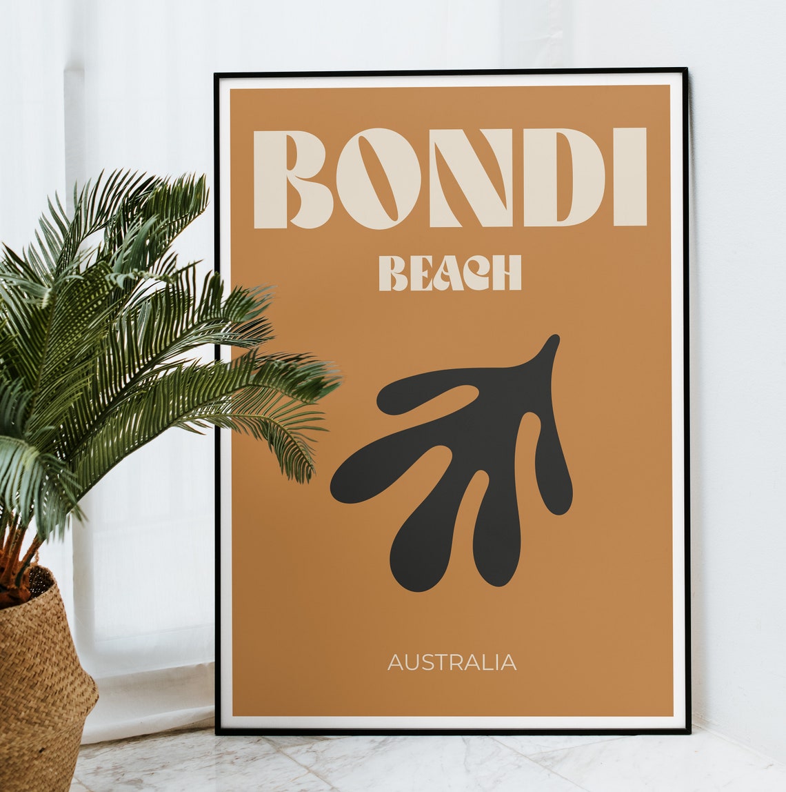 Bondi Beach Australia Retro Travel Poster In Bold Burnt Orange - Image 3