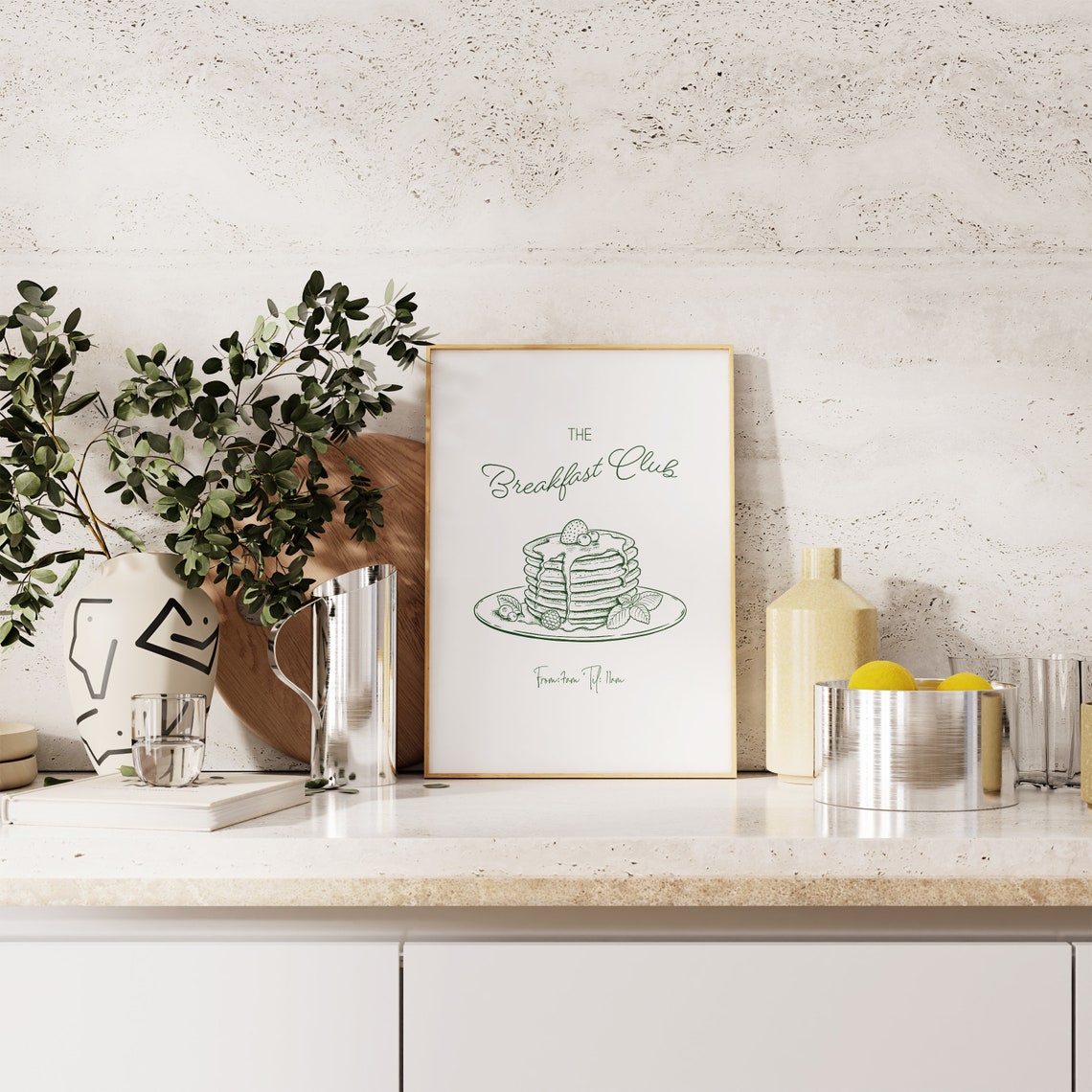The Breakfast Club Pancake Stack Green Minimalist Kitchen Print