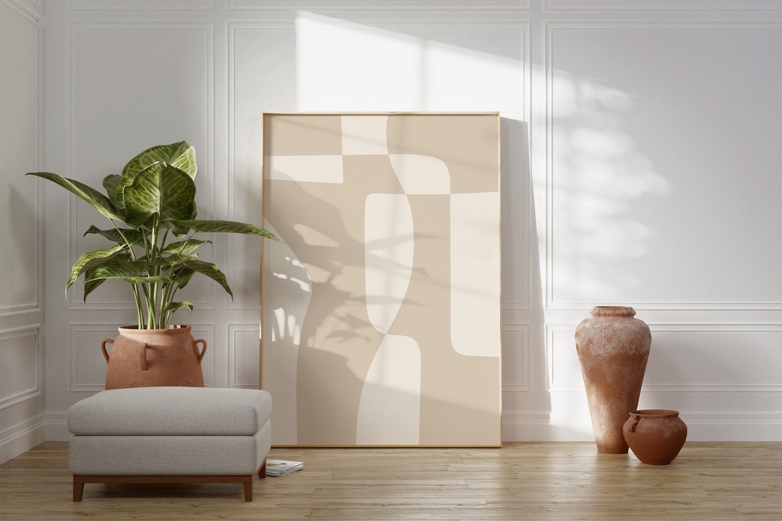 Beige Organic Shape Abstract Soft Neutral Minimalist Decor Poster
