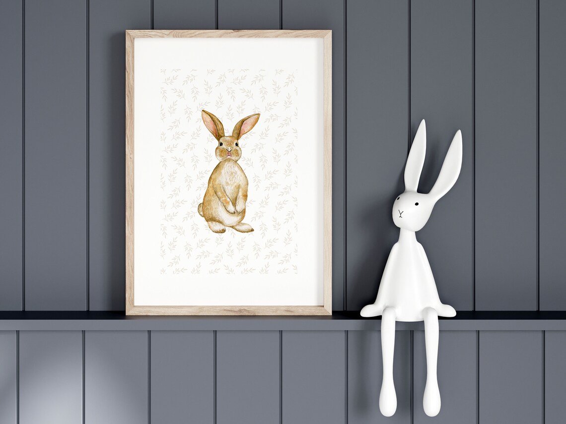 Bunny Nursery Print Set, Girls Room Wall Art - Image 2