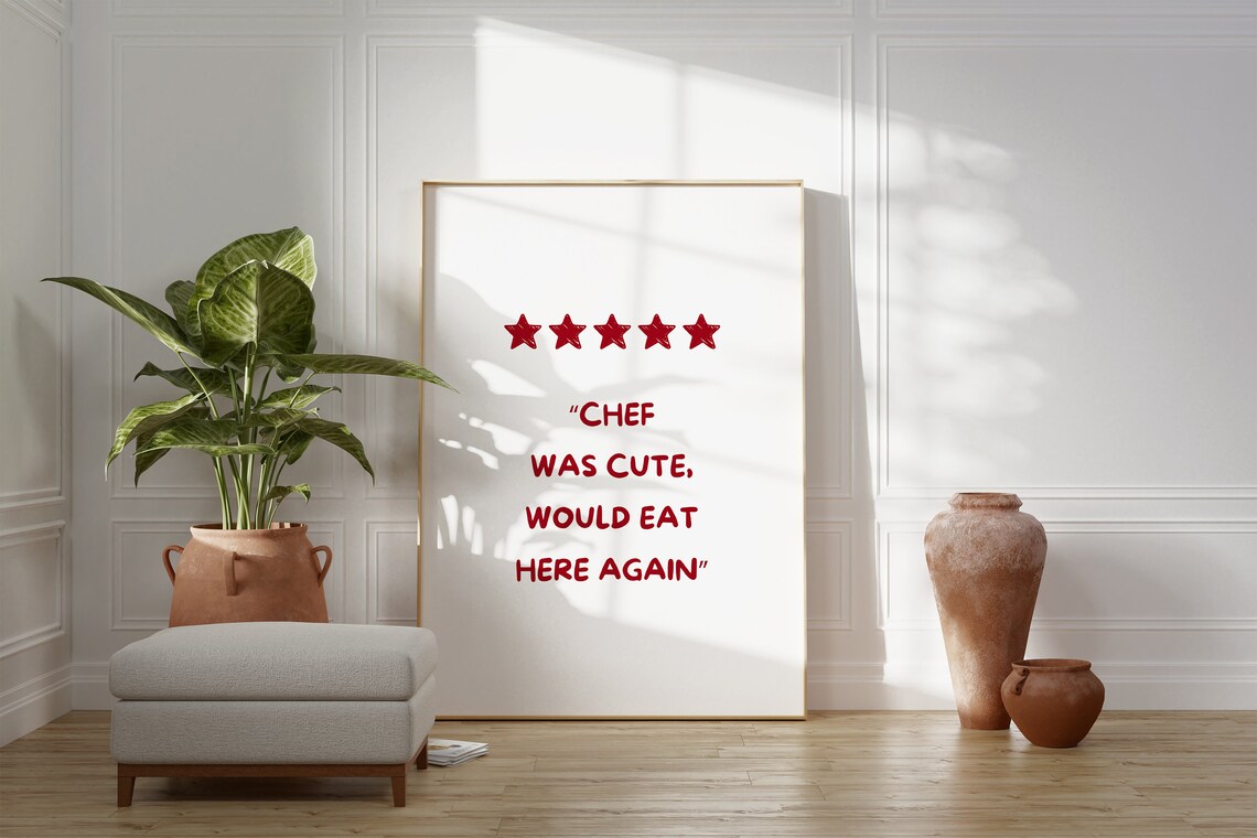 Chef Was Cute Print Aesthetic Kitchen Decor Trendy Kitchen Wall Art Chef Print Kitchen Print Cute Kitchen Poster Wall Art - Image 3