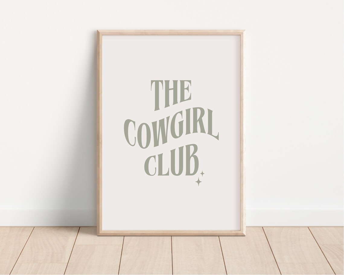 The Cowgirl Club Sage Green Retro Country Western Quote Poster - Image 3