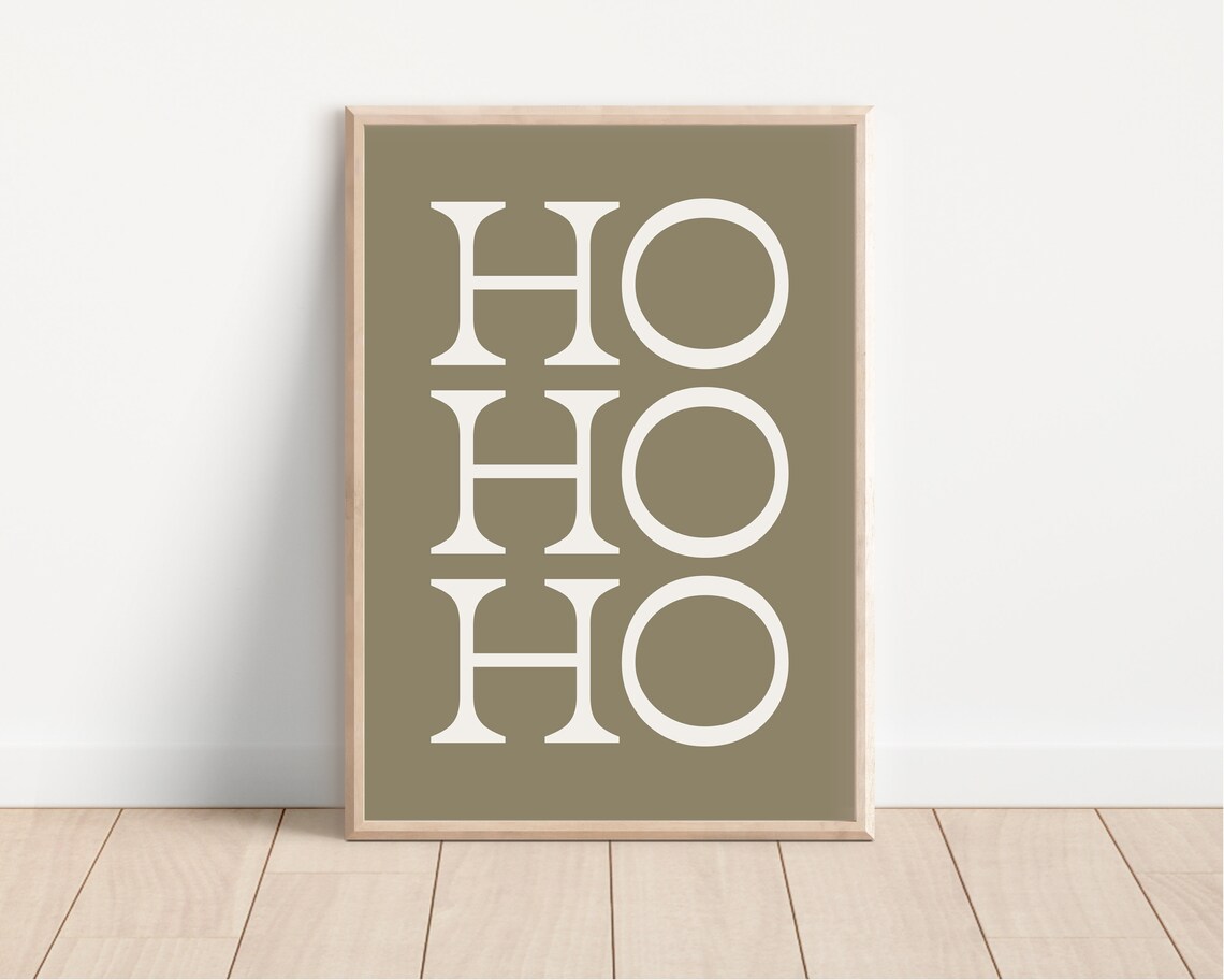 Ho Ho Ho Christmas Quote Olive Green Modern Winter Holiday Poster - Image 2