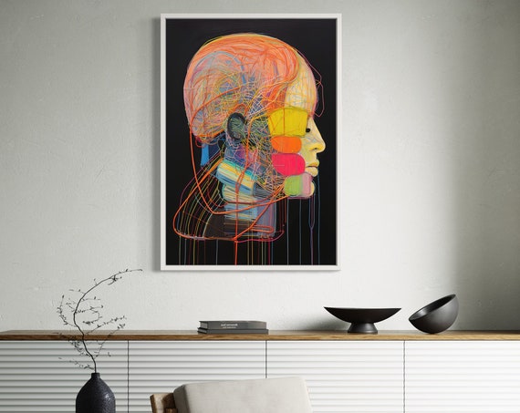 Skull Wall Art Colorful Portrait Canvas Modern Abstract Vibrant Colors Ready To Hang