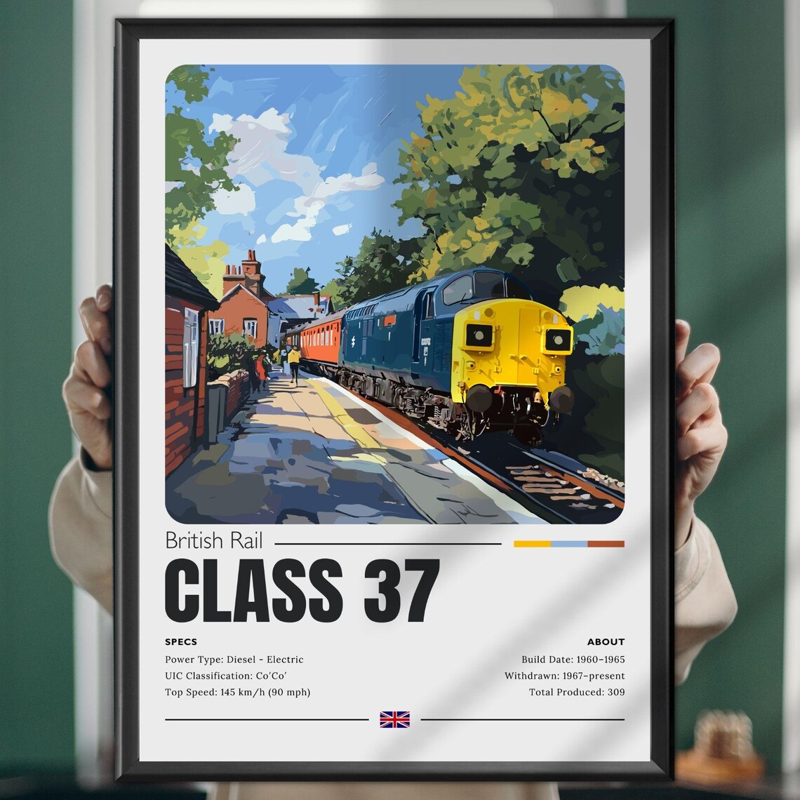 British Rail Class 37 Steam Train Railway Art Print