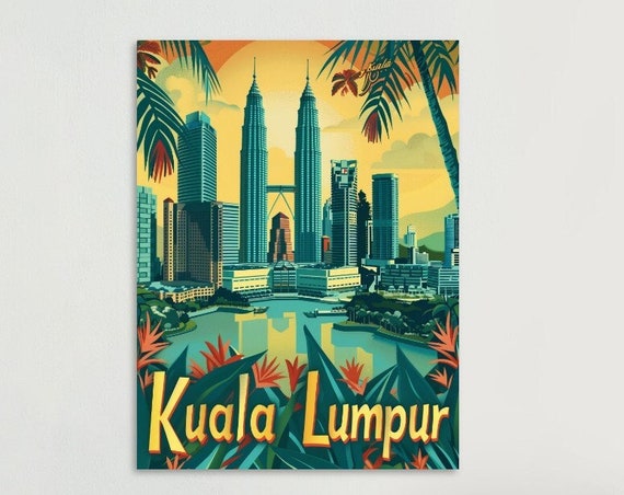 Kuala Lumpur Poster Vibrant Vintage Wall Art Home Decor Unique Travel Gift