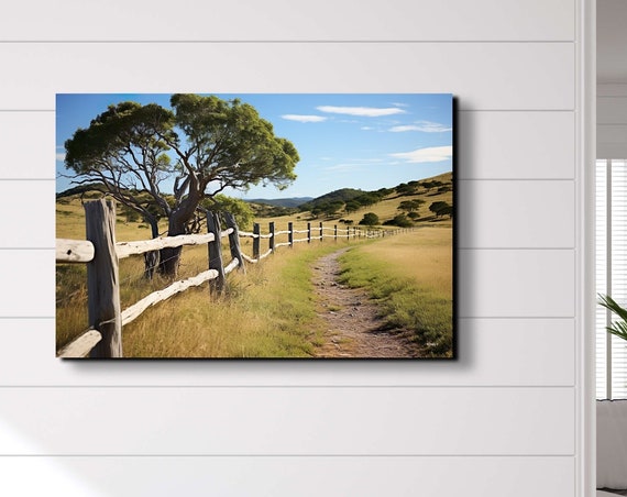 Australian Landscape Fence And Gum Trees Wall Art