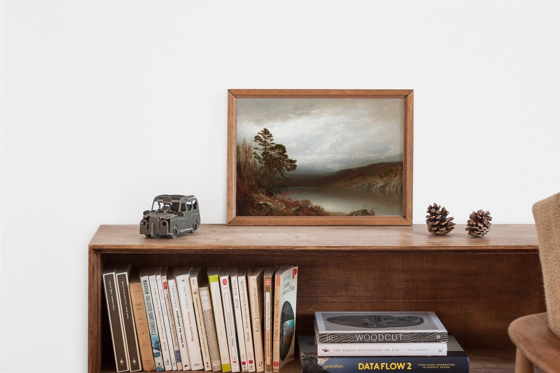 Vintage Moody Fall Landscape, Cozy Seasonal Accent - Image 2
