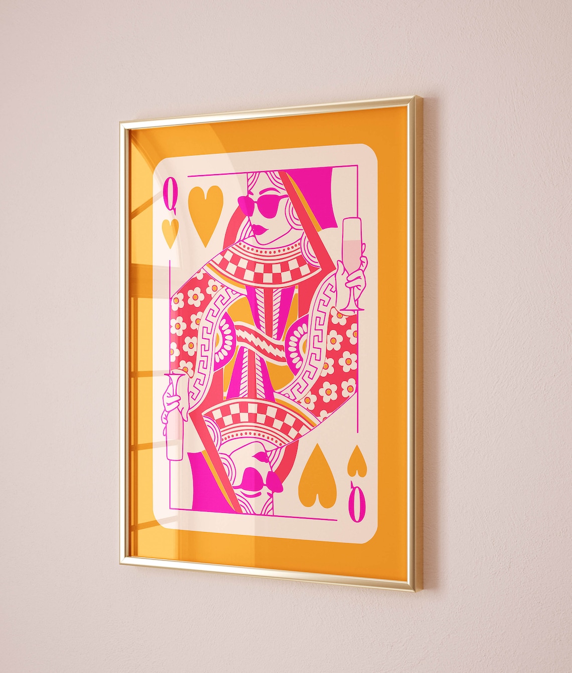 Queen Of Hearts Playing Card Funky Art Print