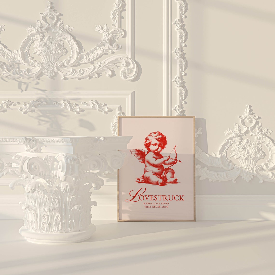 Lovestruck Red Cherub Vintage Engraving-Style Classic Art Poster - Image 2