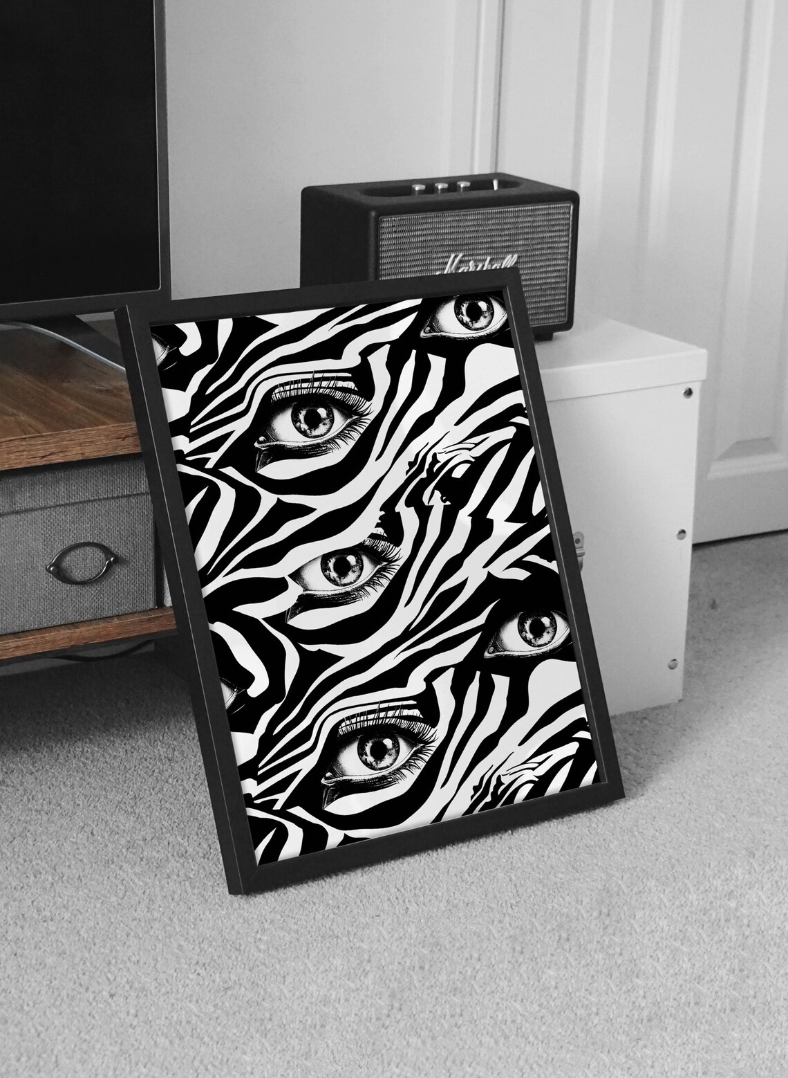 Black And White Funky Retro Psychedelic Poster - Image 2