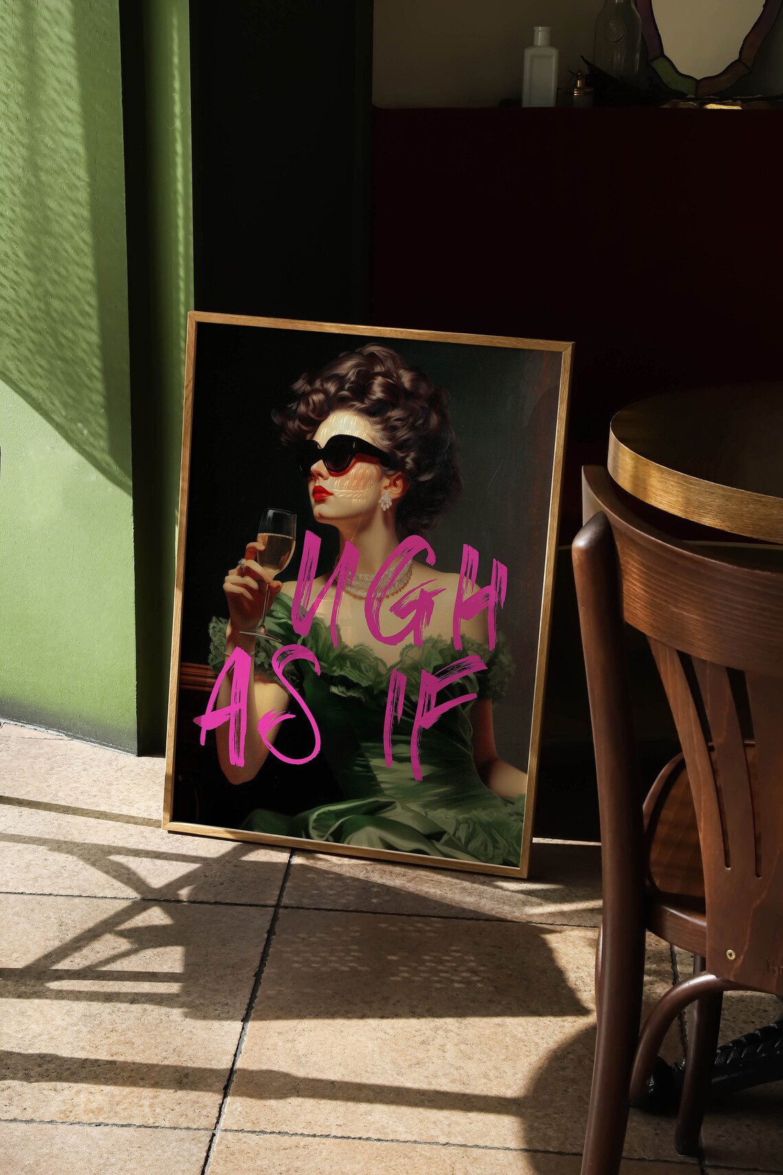 Ugh As If Sassy Quote Vintage Bar Cart Art Print - Image 2