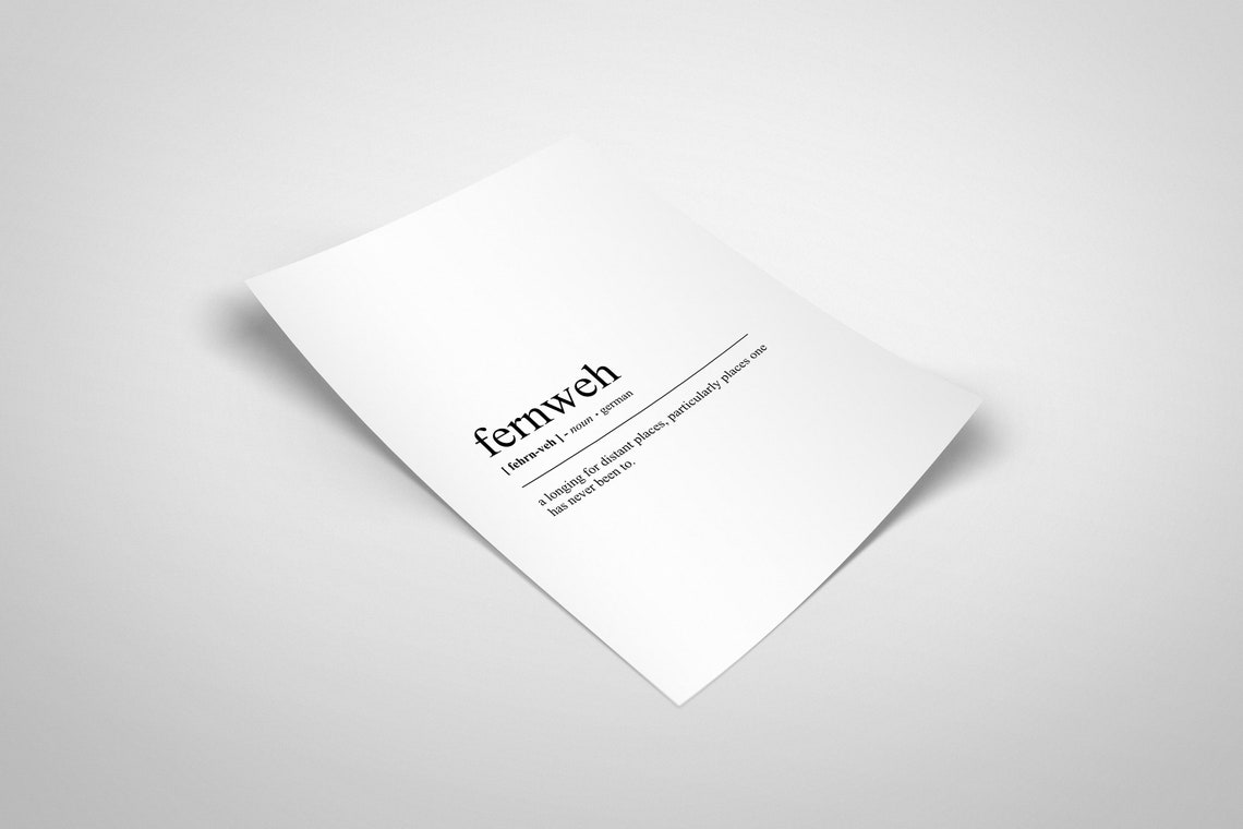 Fernweh German Typography Word Definition Minimalist Dictionary Poster - Image 2