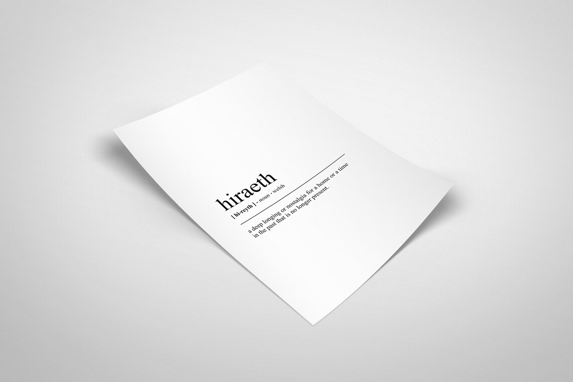Hiraeth Welsh Typography Word Definition Minimalist Dictionary Poster - Image 2