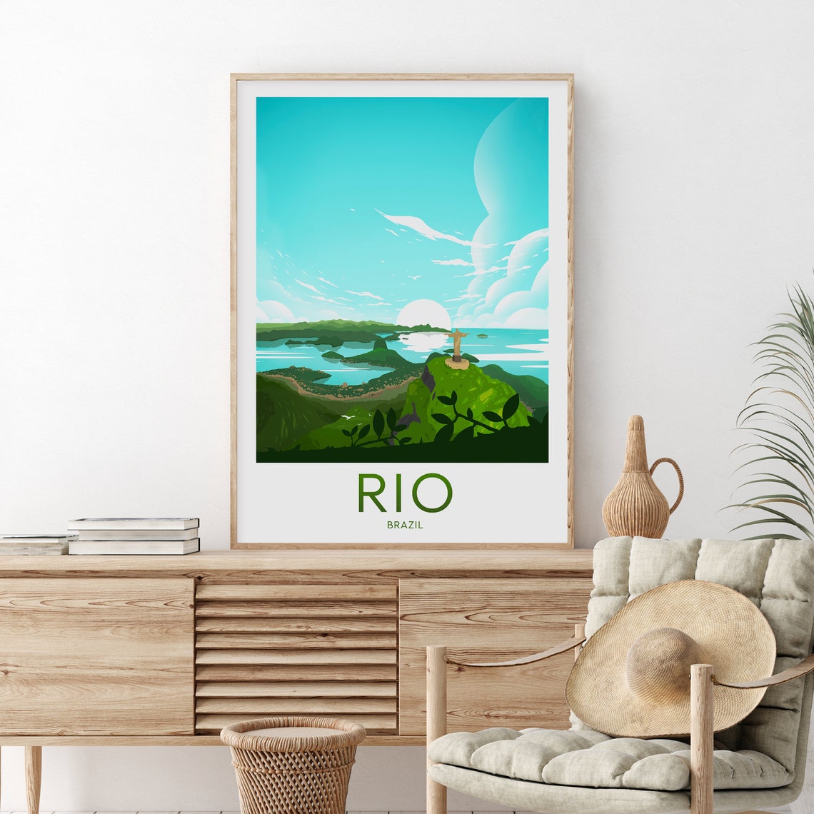 Rio de Janeiro Christ the Redeemer Overlooking Bay Travel Poster - Image 2