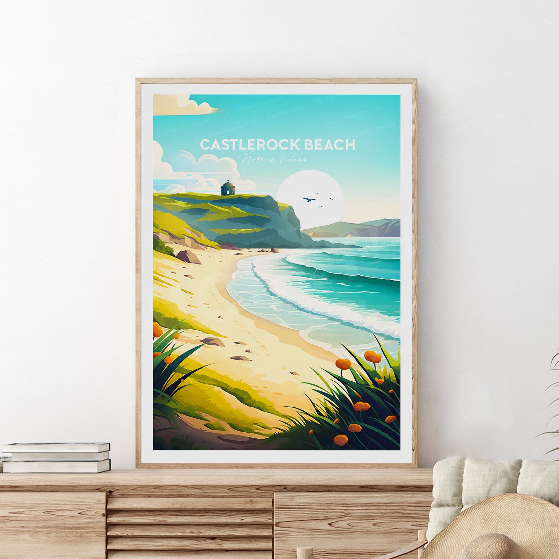 Castlerock Beach Northern Ireland Cliffs Sandy Shoreline Poster - Image 2