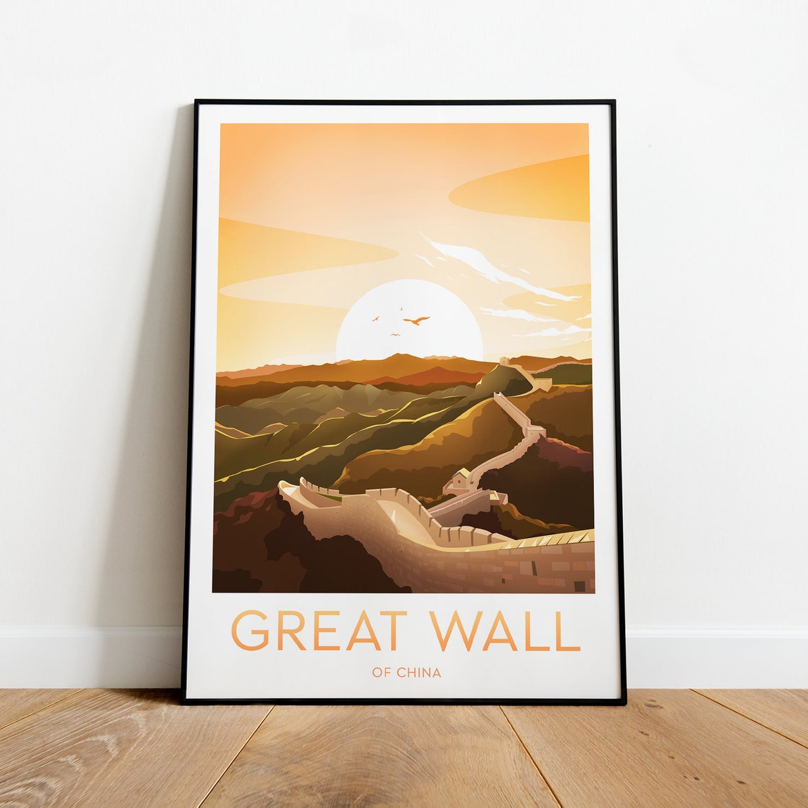 Great Wall of China Sunset Over Rolling Mountain Ridges Travel Poster - Image 2