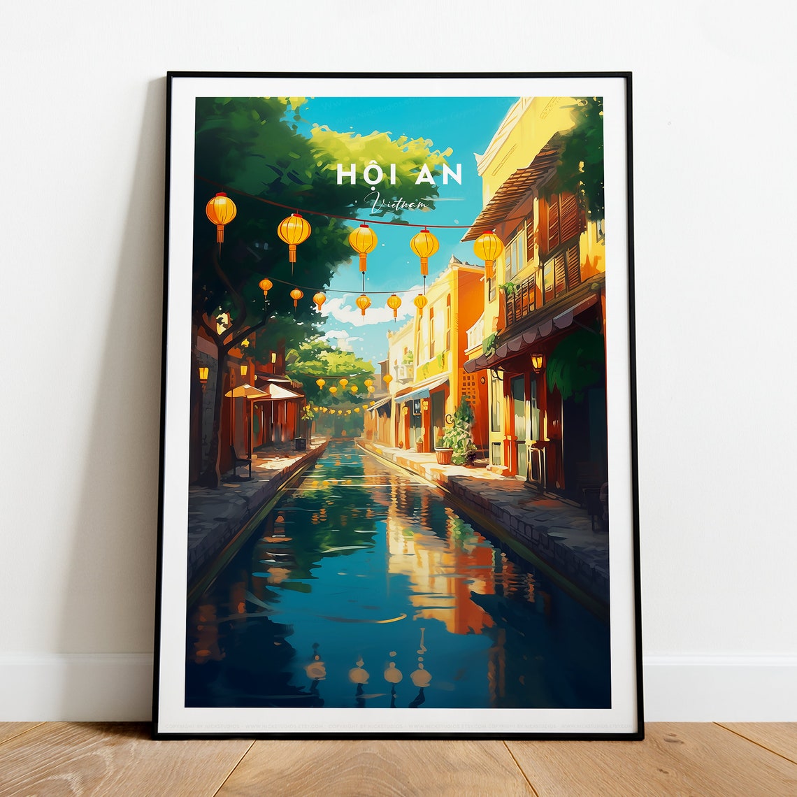 Hoi An Vietnam Lantern Lit Ancient Town Canal Scene at Dusk Poster - Image 2
