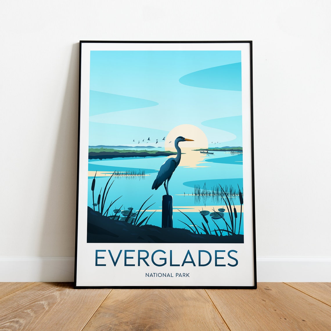 Everglades National Park Heron Wetland Sunset Marshes Travel Poster - Image 2