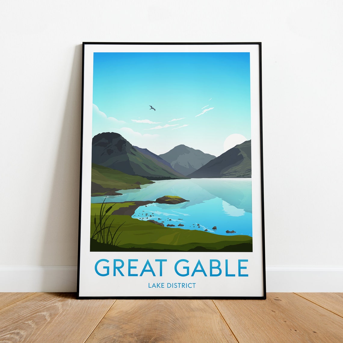 Great Gable Lake District Mountain Lake Peaks View Travel Poster - Image 2